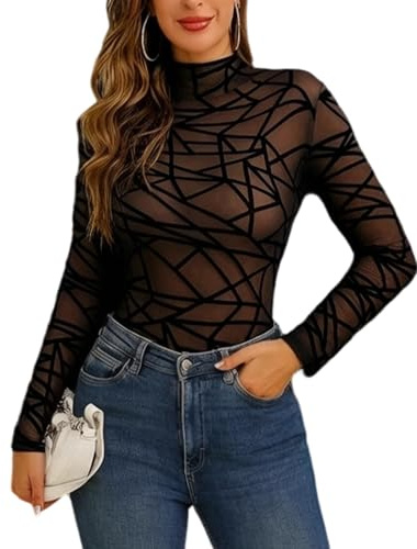 Aranmei Body Donna Sexy Completi Intimi Pizzo Lingerie Scollo V Babydoll Trasparente Biancheria Intima, Strisce Nero Body, S