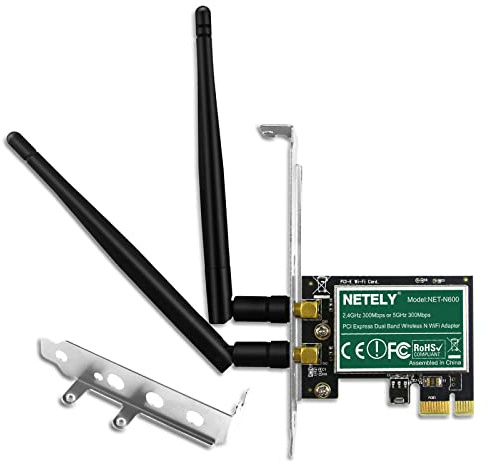 NETELY Wireless N Dual Band N600 2-Stream PCI-E Wi-Fi Adapter for PCs or Server-PCIE Wi-Fi Card-PCIE Wi-Fi Adapter-Qualcomm Atheros Wireless Network Adapter (NET-N600)