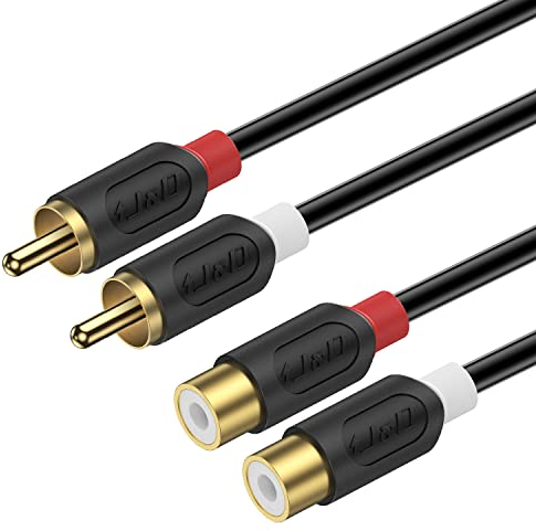 J&D 0,9 m Cinch Prolunga RCA Cinch Cavo, RCA Cable Oro-Placcato [Serie AudioWave] 2 Cinch Maschio a 2 Cinch Femmina Cavo di Prolunga Audio Stereo