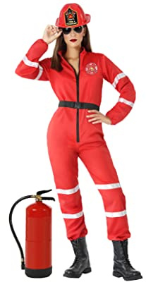 Atosa | Disfraz de Bombera para Mujer Adulta | Incluye Mono Rojo y Cinturón | Modelo Elegante y Cómodo | Ideal para Carnaval, Halloween y Fiestas Temáticas | Disfraces para Adultos | Talla M-L