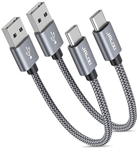 JALIXI Short USB C Cable 30CM, USB to USB C Cable Fast Charging Nylon for iPhone 16/15 Pro Max, Samsung Galaxy S24 S23 S22 A55 A54 A35 A25 A15, Car Charger, Android Auto, Powerbank