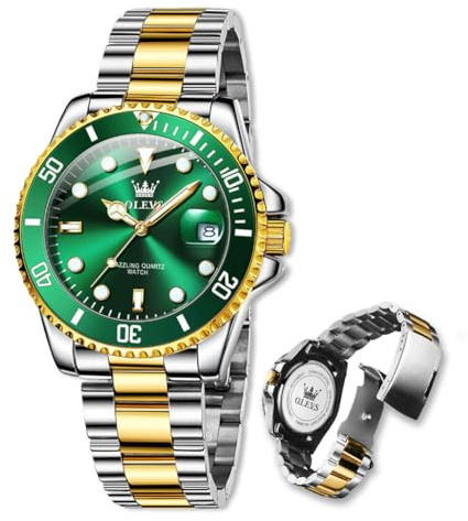 Raitown Orologio Uomo Acciaio Inossidabile, Movimento Analogico al Quarzo | Classico da 41 mm, Lancette Luminescenti, Calendario, Impermeabile 3 ATM, Stile Elegante, Colori Blu, Verde e Nero