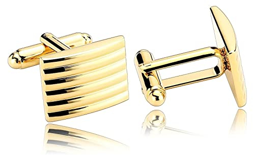 Banemi Manschettenknöpfe Elegant, Gold Manschettenknöpfe Elegant Rechteck Hemd Accessoires 1.3X1.7CM
