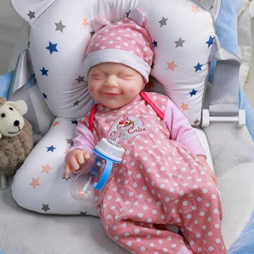 Farious 45cm realistische Vollsilikon-Babypuppe, lebensechte wiedergeborene Babypuppen, Spielzeug und Sammlerstück. Mädchen mit Glatze 011