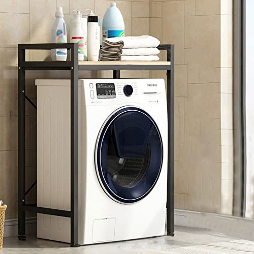 GODARM Estanteria Baño Encima WC Estante para Lavadora de Tambor con Marco de Acero Engrosado y Reforzado Estanteria Multiusos Baño (Color : Black, Size : Single Layer)
