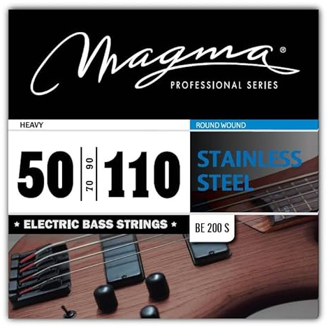Magma - 1 Satz E-Basssaiten aus Edelstahl – Schwere Spannung, Skala 86,6 cm – Set mit 4 Saiten (.050 - .070 - .090 - .110) – BE200S