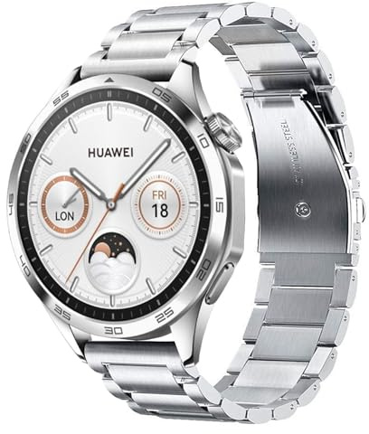 Armband kompatibelt med Huawei Watch GT 4 46 mm/Pro 46 mm, metallarmband i rostfritt stål, ersättningsklocka för Huawei Watch 4/3/2