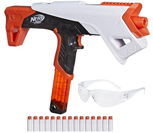 Nerf Pro Torrent Half Length Dart Blaster, 150 FPS, 15 Darts, Pump Action, Glasses, Ages 14+