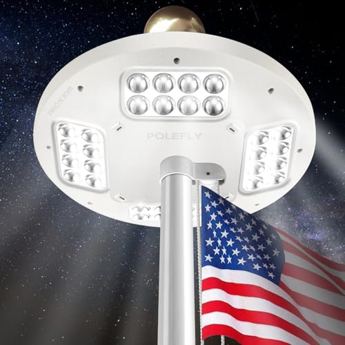 Flag Pole Light Solar Powered, 1500 Lumen Solar Flag Pole Light for 15-25 FT Poles, Flagpole Solar Light is Equipped with 32 LED Beads and 3500mA Batteries, 12 Hour Dusk to Dawn Auto On/Off