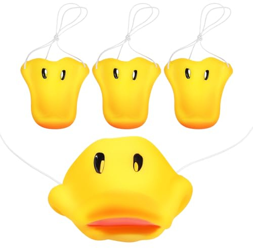 Zerodeko 4 accesorios de nariz de pato para cosplay para fiestas y bailes de máscaras, máscara realista de pico amarillo con banda elástica para disfraces