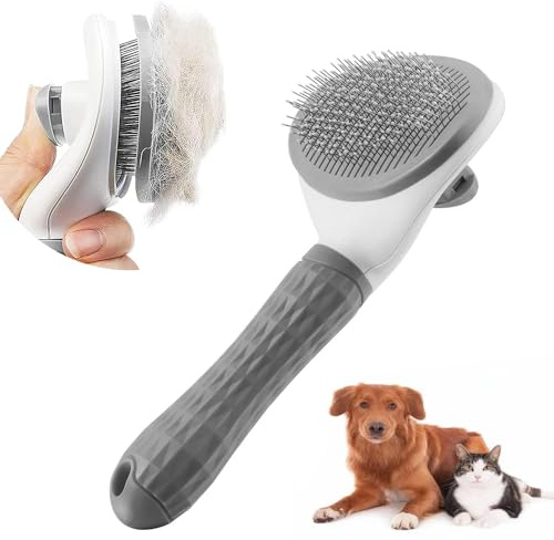Self Cleaning Slicker Brush, Dog Cat Bunny Pet Grooming Shedding Brush - Easy to Remove Loose Undercoat, Pet Massaging Tool Suitable for Pets with Long or Short Hair