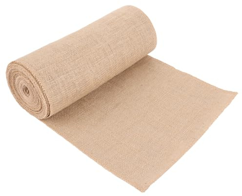 FWEEK Jute Tischläufer 30cmx10m, 100% Natur Juteläufer, Juteband Tischband, Leinen-Jutestoff für Tisch, Bauernhaus Party, Hochzeitsdeko, Festlichkeiten Dekoration