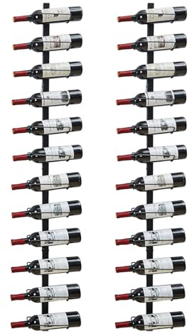 2 Pack 12 Bottle Wall Wine Rack for 24 Wine Bottles, DIY Detachable Wall Mount Wine Rack, Wine Storage Organizer Display Holder Used As One or Four, for Dining Room, Wine Cellar, wine lover gift
