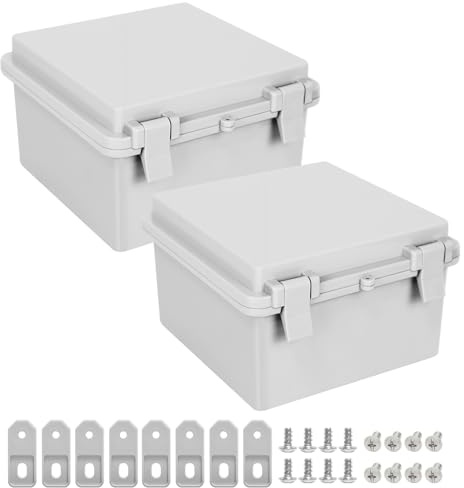 LMioEtool Abzweigdose, ABS-Kunststoff, IP65, wasserdicht, staubdicht, universelles elektrisches Gehäuse, Scharniergehäuse, für den Innen- und Außenbereich, Projektbox, 150 x 150 x 90 mm, 2 Stück