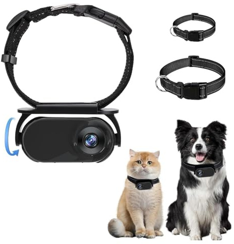 Diyeeni Katzen-Kamerahalsband, HD 1080P-Hundehalsband-Kamera, 120°-Weitwinkelobjektiv, Mini-Körperkamera, Action-Kamera für Hunde, Katzen, Drinnen und Draußen, OTG-Unterstützung (Black)