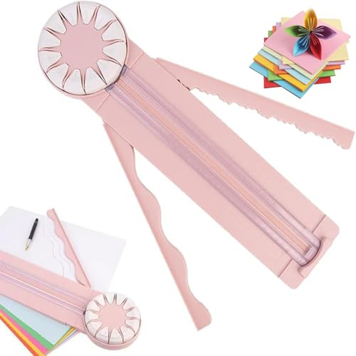 12 in 1 Papierschneider, 2024 Upgraded Paper Craft Kantenschneider, Papier Kantenschneider mit Messungen für DIY Scrapbooking, Fotokarte, Geschenkverpackung (Rosa)