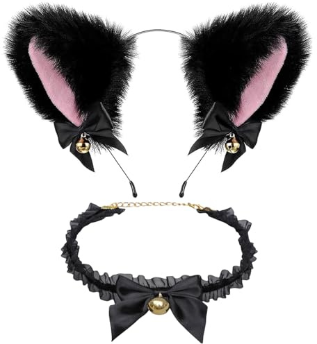 YSTrillion Bandeaux Oreilles de Chat,2 Pièces Oreille de Chat Serre Tete,Cosplay Serre TêTe Chat pour Femmes Filles Vie Quotidienne et Décoration de Fête Cosplay Fête Halloween Jeu de Rôle