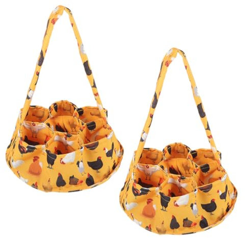 IMIKEYA Canvas Egg Collection Bags 2pcs with 7 Pouches and Pockets for Fresh Egg Gathering at Home