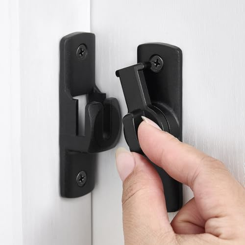 INIRET Black Barn Door Latches,90/180 Degree Gate Lock,Aluminum Alloy Right Angle Door Lock Latch,Flip Gate Latches Hardware,Door Security Sliding Door Latch Lock fo Cabinets,Barn Door,Bathroom