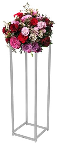 OUKANING Soporte para flores de 1/10 piezas, ahorra espacio, columna de flores de metal, decoración doméstica/comercial, reutilizable (plata, 1 pieza)