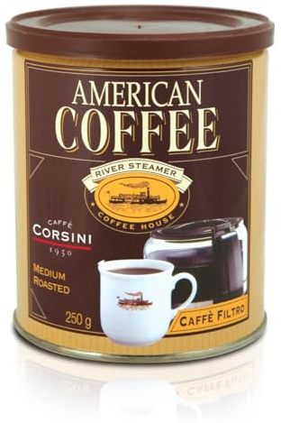 Caffè Corsini - Café Moulu, Idéal pour la Machine Filtre ou Manuelle, Léger Et Parfumé, 4 Boîtes Scellées de 250 Grammes Chacune