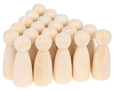 20Pcs Unfinished Wooden Peg Dolls, Wood 65mm Doll Bodies, Decorative Male Female People Figures Wood Crafts Kit for DIY Crafts, Handicrafts, Parties, and Creative Art Projects