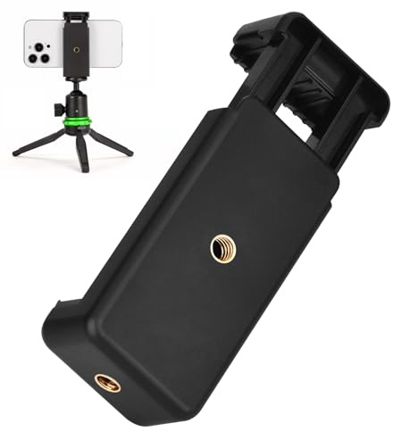 Support Telephone Trepied, Support Smartphone Trepied Monopied Universel, Adaptateur Telephone Trépied Portable Extensible pour Monopode et Selfie Stick, Pince Réglable, Maximum 9.5 Cm (Noir)