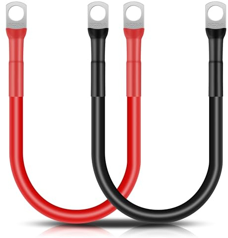 QIMEI-SHOP 2 Pezzi Cavi Batteria Auto 30cm 25mm² Cavi Inverter Batteria 3AWG 12V Cavo Batteria con M8 Capicorda ad Occhielli per Camion Moto Marina Solare Nero e Rosso