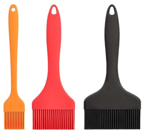 RAYAKT Lot de 3 pinceaux à pâtisserie en silicone de 20,5 cm de long avec têtes de 9 cm/7 cm/3 cm, pour la cuisson du barbecue, la cuisson au barbecue, pratique