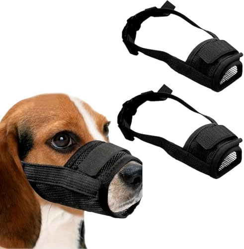 Fysaran Maulkorb für Hunde, Gitterdesign Verstellbare Maulkorb mit Klettverschluss Sicher Atmungsaktives Bellen und Kauen Netzmaulkorb für Kleine Große und Hunde (L: 18-24 cm)