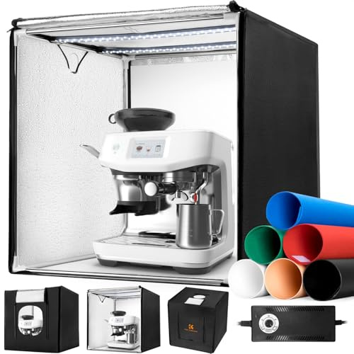 K&F CONCEPT Photo Studio Light Box, 24 Shooting Tent with 2 Adjustable 5600K Light Panels & 6 Backdrops, CRI 97+, Dimmable Portable Folding Lightbox for Product Photography