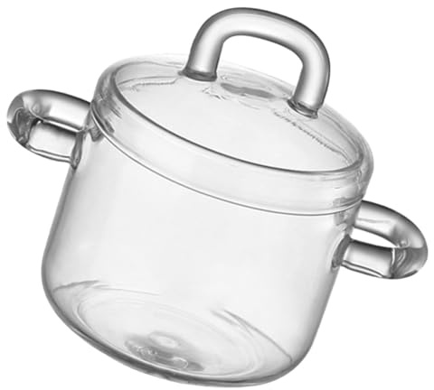 BESPORTBLE Olla de Vidrio Transparente 350 Ml con Tapa Ajustada para Cocinar a Fuego Lento, Resistente al Calor, Compacta para Estufas Pequeñas y Uso en Exteriores, Adecuado para Sopas
