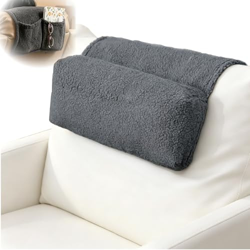 Crafthaven Neck Support Pillow, Headrest Ergonomic Pillow for Chair Recliners Armchairs, Non-Slip Soft Neck Head Rest Cushion for Pain Relief with Pockets (Grey)