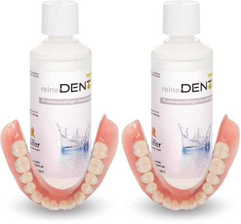 reinerDENT3 Prothesenreiniger Hochkonzentrat 100ml- speziell für Zahnprothesen im Ultraschallgerät, Ultraschallreinigung - die Zahnarztempfehlung (Packung mit 2)