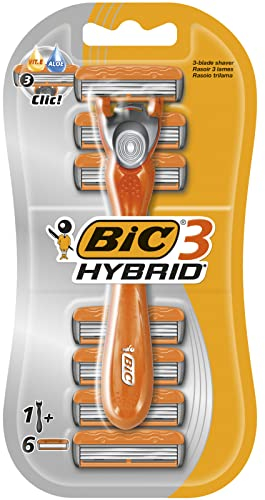 BIC 3 Hybrid Rasierer Set Männer, 3 Klingen, 1 Rasiergriff & 3 Wechsel-Klingen