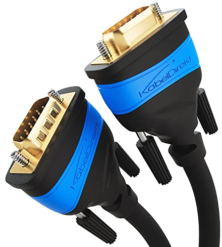 KabelDirekt – 3m – VGA Monitor Kabel für maximale Bildqualität durch hochreine Kupferleitungen (Full HD, VGA-Stecker auf Stecker, verbindet PC mit Bildschirm/Beamer/Projektor, D-Sub 15, schwarz)