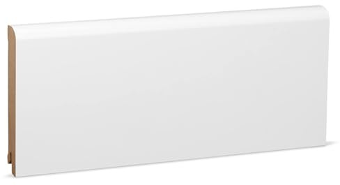 KGM Sockelleiste Oben Rund - Weiß folierte MDF Fußbodenleiste - Maße: 2400 x 18 x 120 mm - 1 Stück