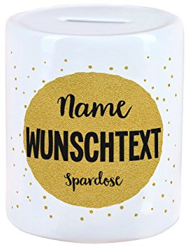 Herz & Heim® Spardose mit Namen und Wunschtext Bedruckt