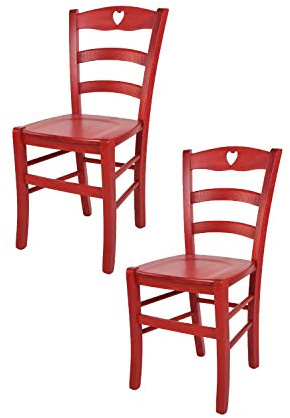 t m c s Tommychairs - Set 2 sillas Cuore para Cocina y Comedor, Estructura en Madera de Haya Color anilina roja y Asiento en Madera