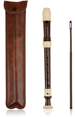 Blockflöte Sopran Recorder Flauto Barocke Griffweise 8 Löcher aus Kunststoff für Kinder mit Tabelle Anleitung mit Putzstock