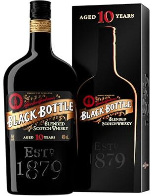 Black Bottle 10 Ans d'Âge | Whisky Scotch Blended | 40% ABV | 70 cl | Fumée de tourbe parfumée | Islay en bouteille | À déguster en Highball fumé, pur ou sur glace | Bousculez les règles