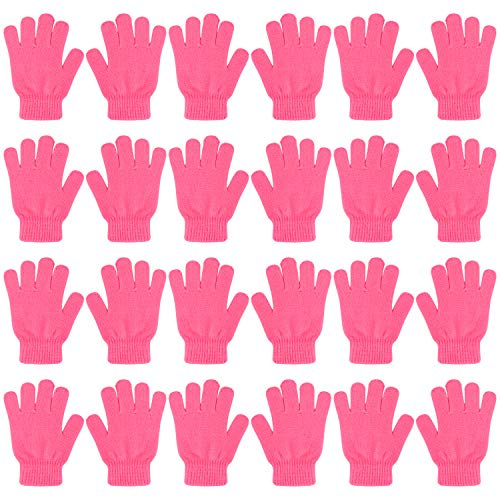 QKURT 12 Paare von Kinderhandschuhe, Magische Stretch Handschuhe Voller Finger Kinder Handschuhe für 5~13 Jahre alte Kinder Mädchen Jungen