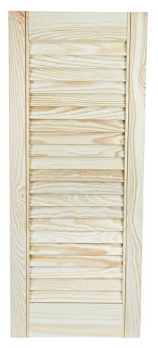 Proper Tools Louvre Door, Pine Wood, Vented Open, Ready to Paint Internal Louvre Cupboard Doors, Slatted Wardrobe Doors - 435 x 494mm