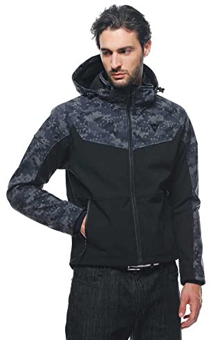 Dainese - Ignite Tex Jacket, Motorradjacke Herren, Wasserdichtes und Atmungsaktives Fleece, Motorrad Regenjacke, Schulter und Ellbogenprotektoren, Reflektierende Details, Schwarz/Tarngrau