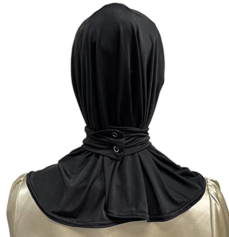 KENANLAN Kuwait Hijab Hijab Undercap Hijab, Damen Musselin Kopftuch Farbe Tücher Wraps Muslim Stretch Kopftuch Sommer Atmungsaktiver Sonnenhut Winter Warme Kapuze (Schwarz)