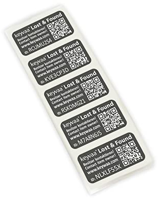keywaa® QR-Code Folienetiketten inkl. Lost & Found Funktion (25,4 x 12,7 mm; schwarz; 15 Stück)