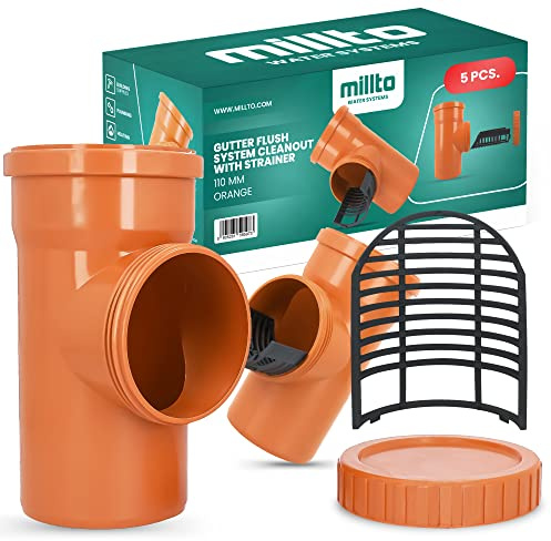 5x Fallrohrfilter DN 100 Ø 110 mm Orange Regenrohfilter mit Sieb Regenrohrablauf Regensammler Dachrinnenschutz Dachrinnen Laubschutz Regenwasser Regentonne Regenwasserfilter