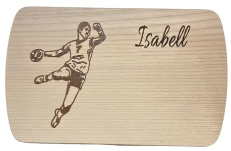 Personalisierbares Handball-Frühstücksbrettchen aus Naturholz – Gravur mit Namen – Geschenk für Kinder & Erwachsene