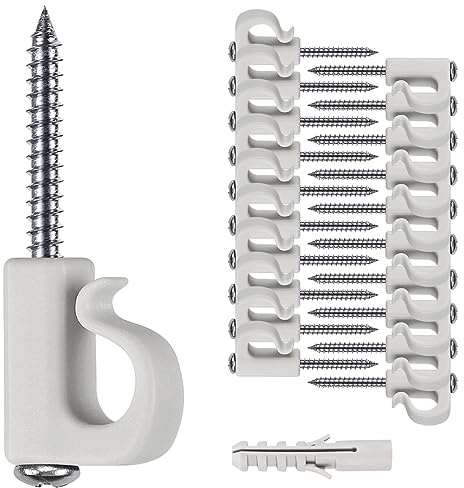 BeneLabel Christmas Light Hook 4.8cm 20 Screw-in Hanger w/Wall Plug/Grey | Stainless Steel,Wall Ceiling Beam,Multifunctional,Lights Wire Cup Kitchen Utensil Plants,26lbs