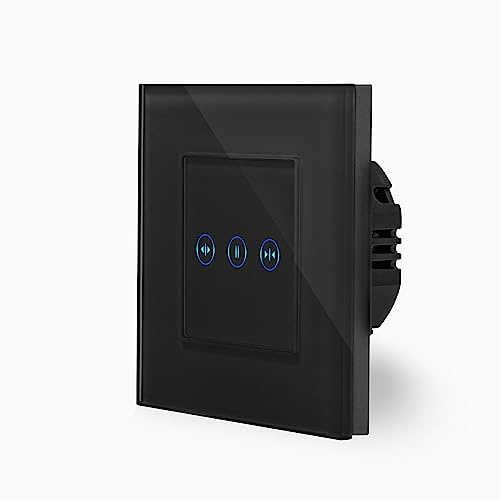 POINT Smart WIFI Touch Rollladen Taster Hoch/Runter/Stop 1-Fach im Glasrahmen in schwarz Smart Home Glas Berührungs Jalousie Markiesen Schalter Alexa Google Home IFTT Tuya App gesteuert Luxus-Time